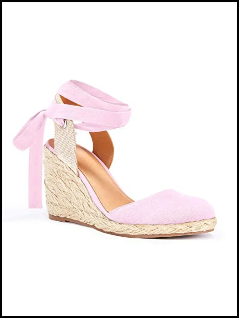 Lace Up Espadrilles Wedge Sandals Slingback Platform Heels Canvas
